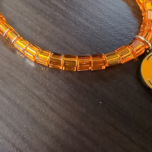 Halloween Orange beaded stretch bracelet with Annabelle Charm - Picture 4 of 4